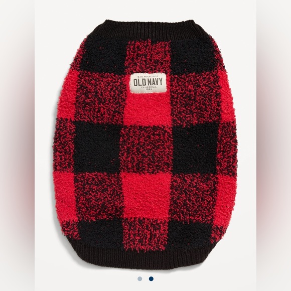 Buffalo Plaid Pet Sweater - Red Buffalo Check - Picture 3 of 5